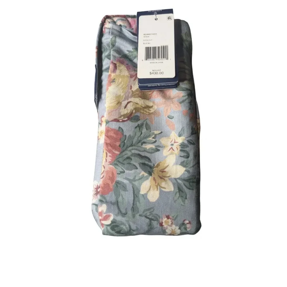 Ralph Lauren Adalia Floral Stripe Duvet Cover Full Queen Blue Hemstitch NIB $430
